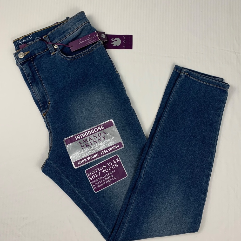 Gloria Vanderbilt Blue Skinny Jeans Women’s Size 12 Amanda Minimalist Boho